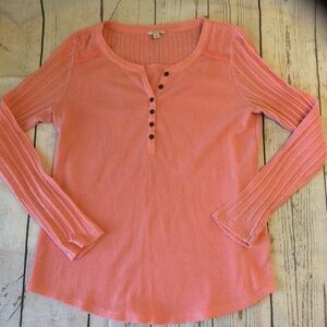 Sonoma Pink Long Sleeve Henley Top Casual Size Large
